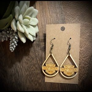 Handmade Laser Engraved Harley Davidson Earrings
